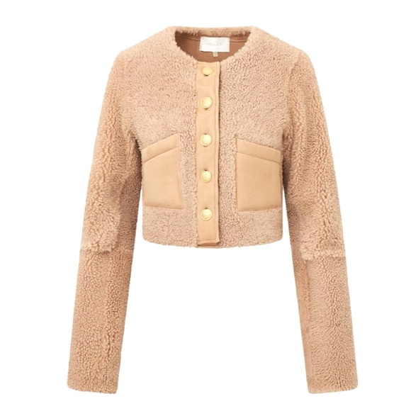 NWT LoveShackFancy Lully Faux Shearling Jacket in Honey. Size XXL. - Picture 15 of 16